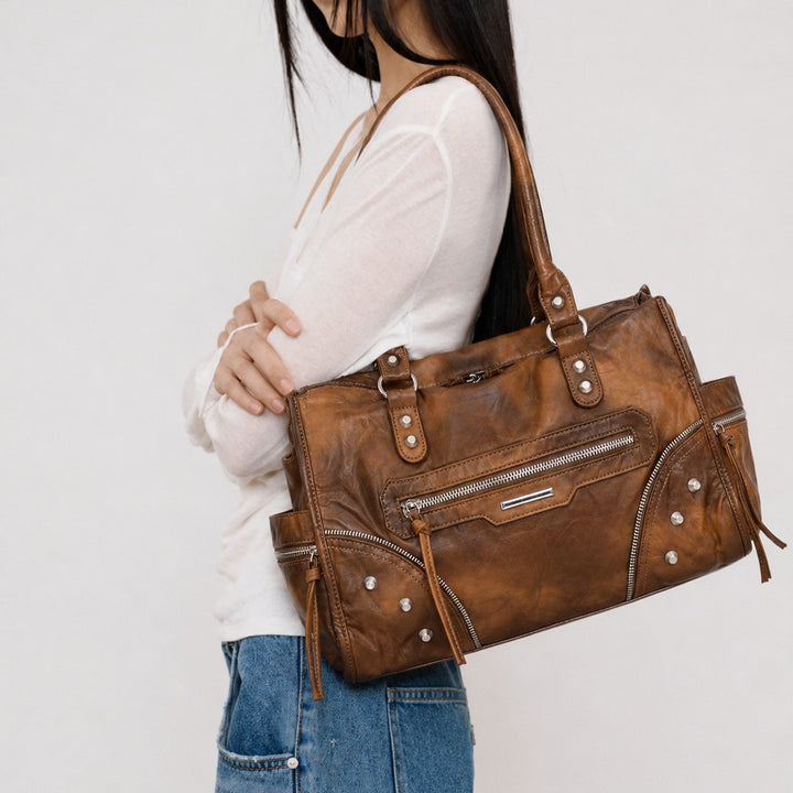 Multi-Pocket Vintage Leder Tasche