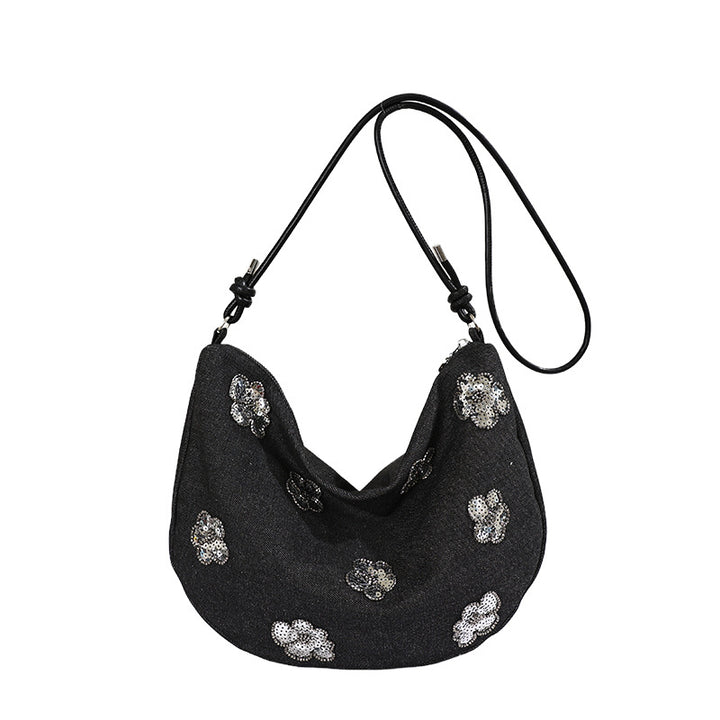 Florale Verzierungen Denim Handtasche Karnz