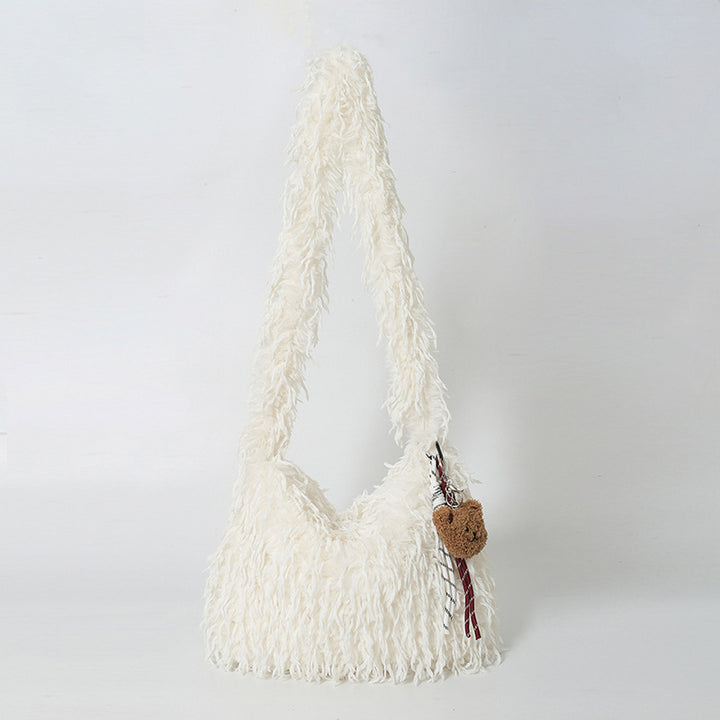 Fluffige Fransenschultertasche