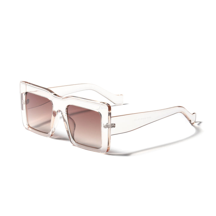 Damen quadratische Sonnenbrille mit transparentem Rahmen und UV-Schutz Karnz