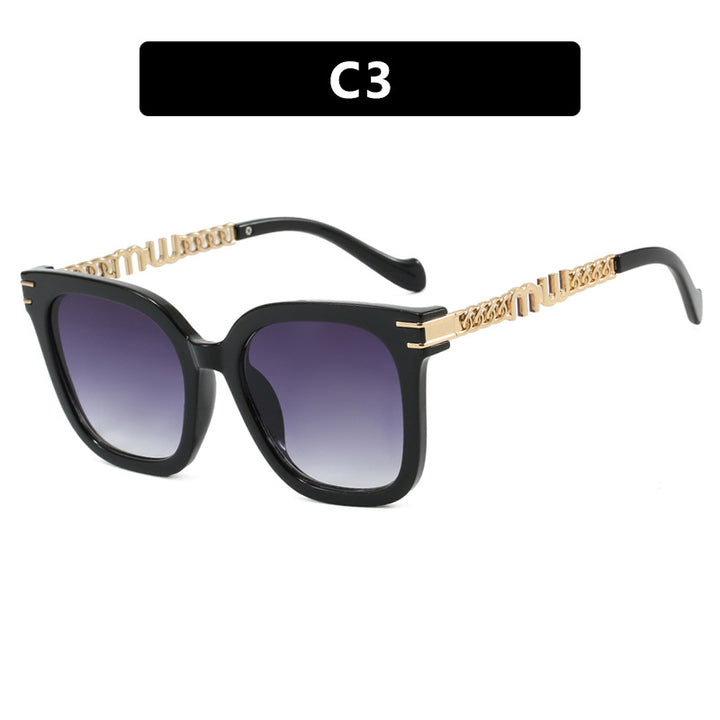 Damen trendige quadratische Sonnenbrille mit elegantem Rahmen und stylishem Goldakzent Karnz