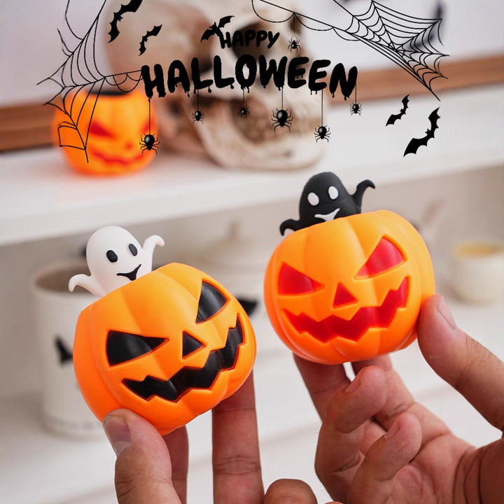 LED-Kürbis-Teelichthalter für Halloween dekorative batteriebetriebene Tischbeleuchtung aus Kunststoff