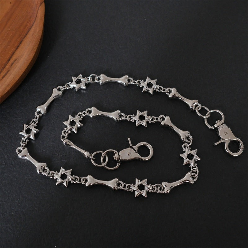 Elegante Kette mit Kreuz- und Knochenanhängern Karnz
