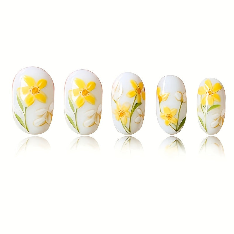 Blumen-Themen Press-on-Nagelkunst-Set Karnz