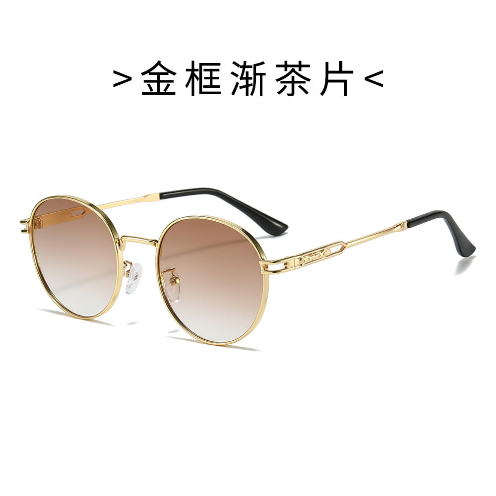 Damen Modische Sonnenbrille im minimalistischen Rundrahmen Karnz