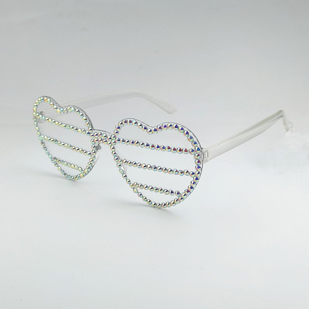 Damen Herzförmige Sonnenbrille mit funkelndem Strassmuster Karnz