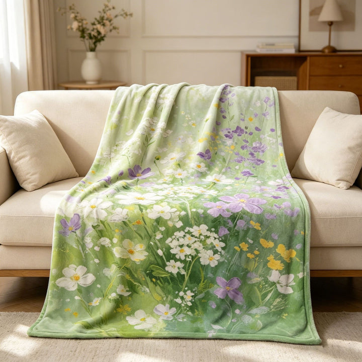 Blumenmuster Fleece-Wohndecke