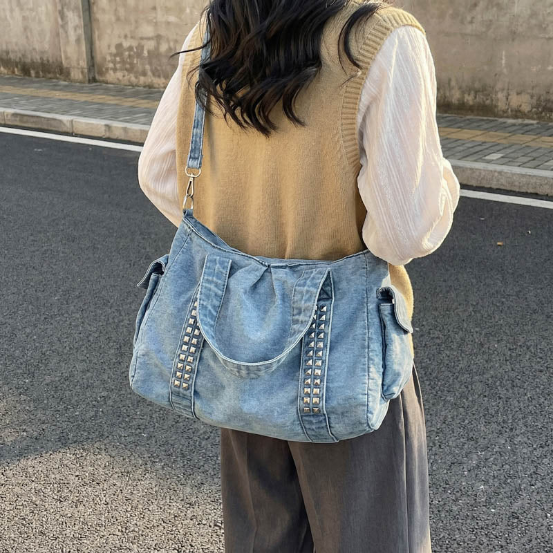 Abgenutzte Denim Wochenendtasche