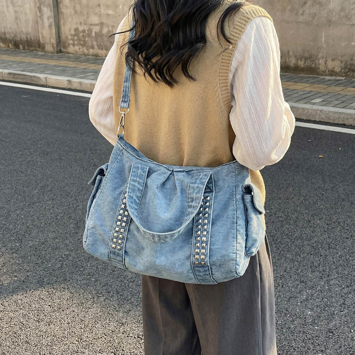 Abgenutzte Denim Wochenendtasche