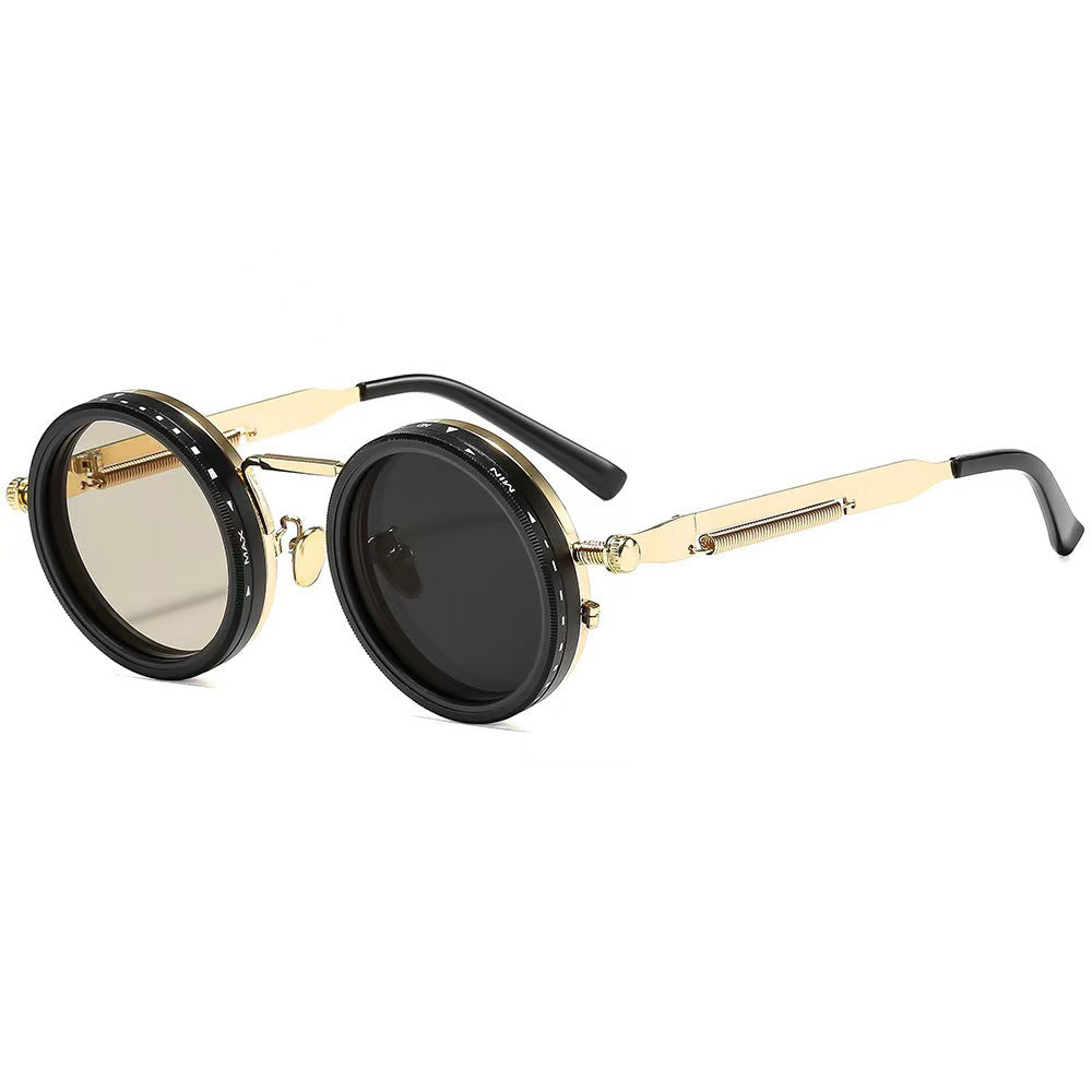 Damen vintage inspirierte runde Sonnenbrille mit einzigartigem Rahmen Karnz