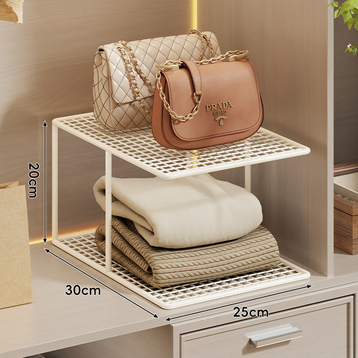 Dreifach-Tier Gitter-Mesh Kleiderschrankregal Organizer mit stapelbarem modularen Design