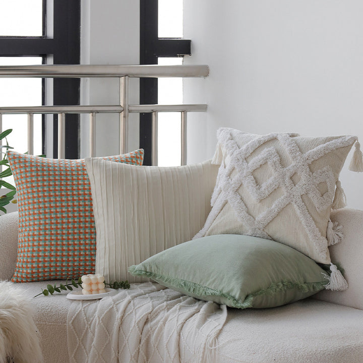 Quadratischer gesteppter Kissenbezug mit Zopfmuster‑Optik Karnz