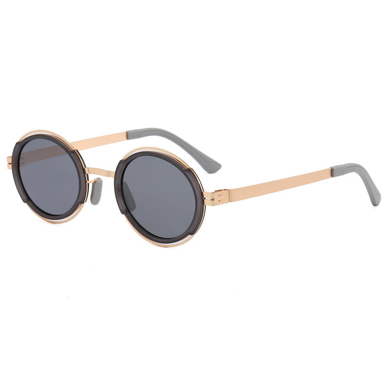 Damen modische runde Sonnenbrille mit elegantem Metallrahmen Karnz