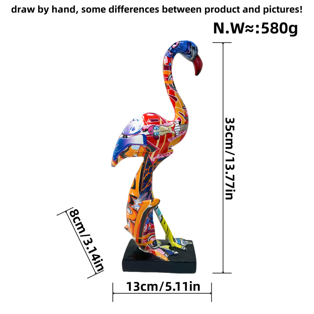 Künstlerisch gestaltete Flamingo Skulptur Karnz
