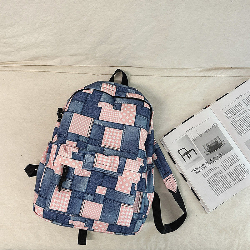 Umweltfreundlicher Denim-Patchwork-Rucksack