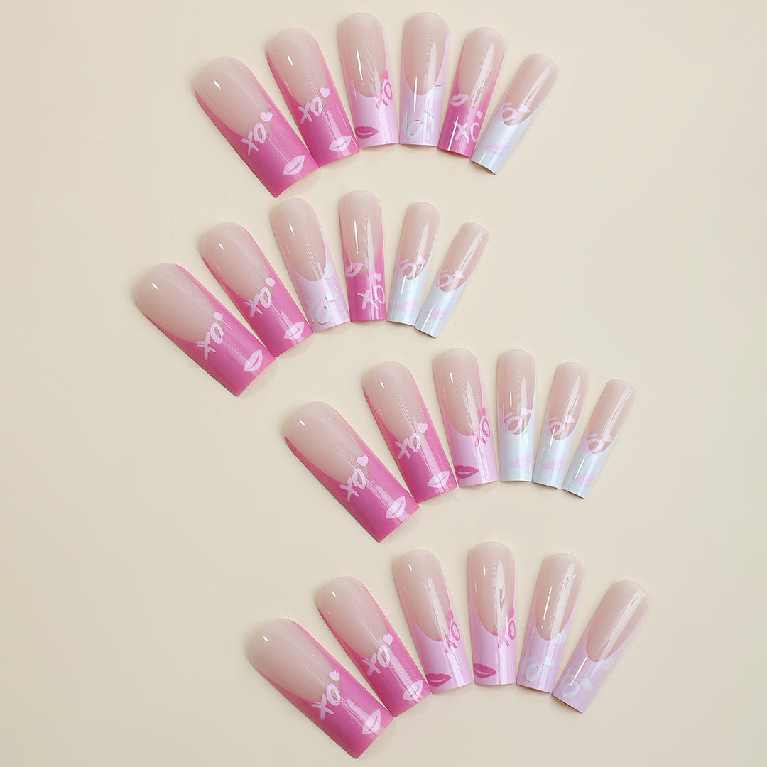 Künstlerisches Press-On-Nagelset mit elegantem Gradient-Design Karnz
