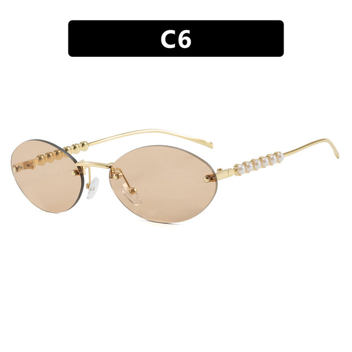 Damen stilvolle ovale Sonnenbrille mit eleganten Verzierungen Karnz