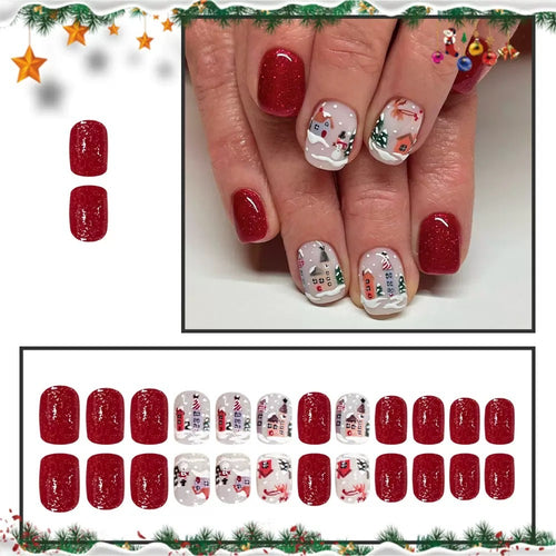 Kunstnagelset mit winterlichen Motivdesigns Karnz