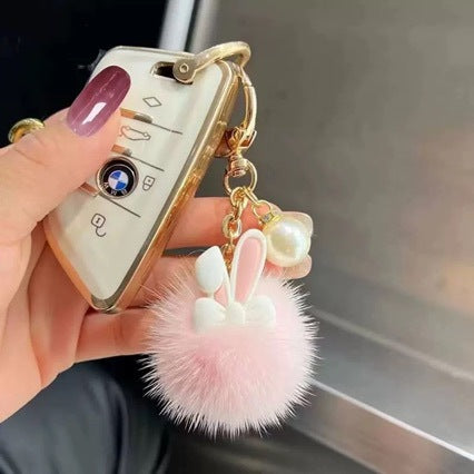 WoCute Bunny Pom Pom Schlüsselanhänger Karnz