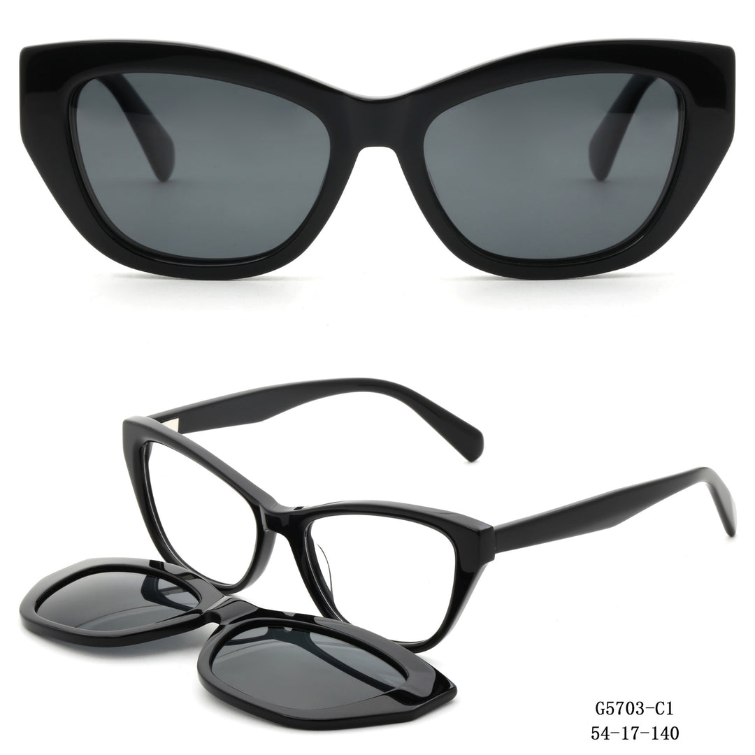 Damen Kunstvoll gestaltete Cat-Eye Sonnenbrille mit abnehmbaren Gläsern Karnz