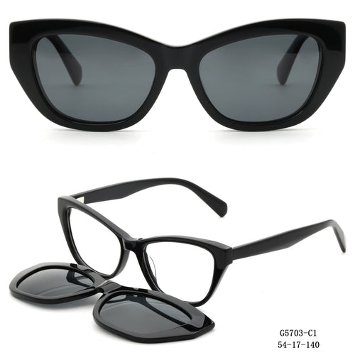Damen Kunstvoll gestaltete Cat-Eye Sonnenbrille mit abnehmbaren Gläsern Karnz