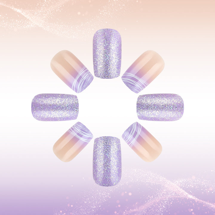 Elegantes Press-On-Nagelkunst-Set mit glamourösen Glitzerakzenten Karnz