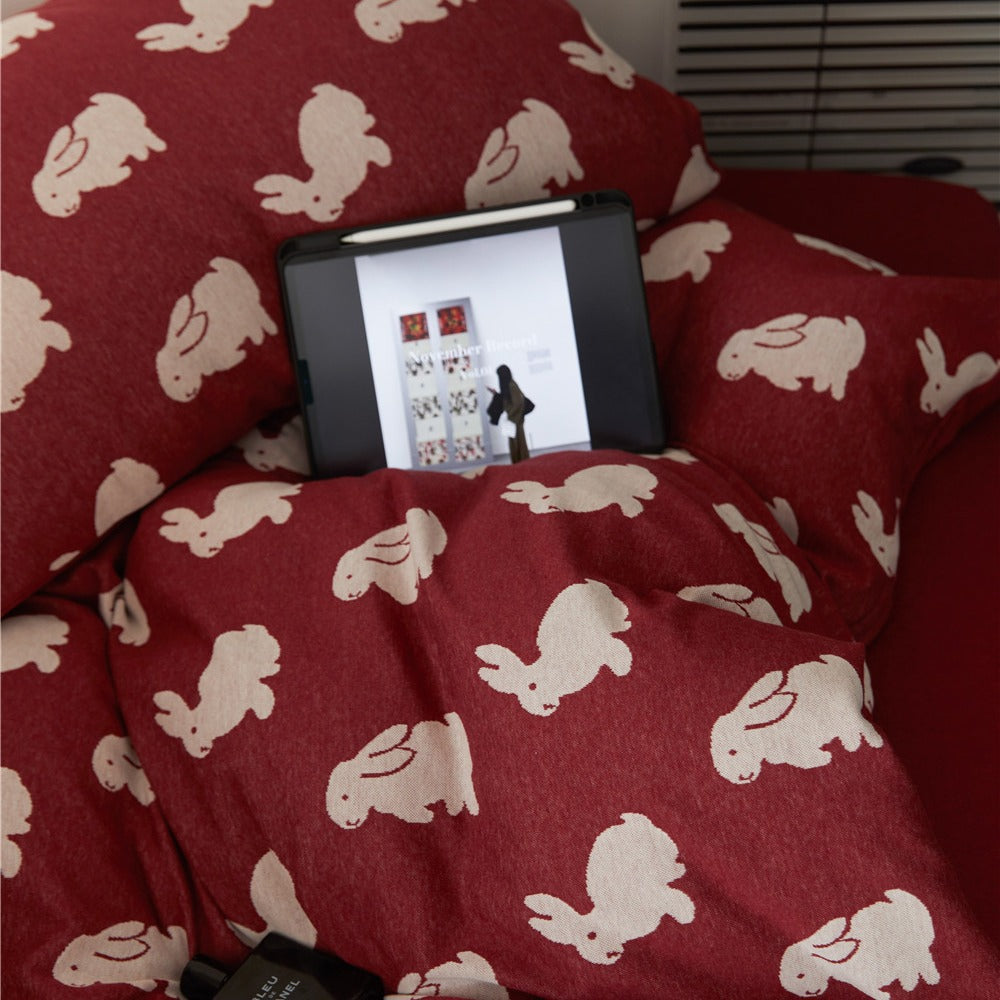 Clover-Print Baumwoll-Percale Bettbezug mit Eckenbindungen und Umschlagverschluss
