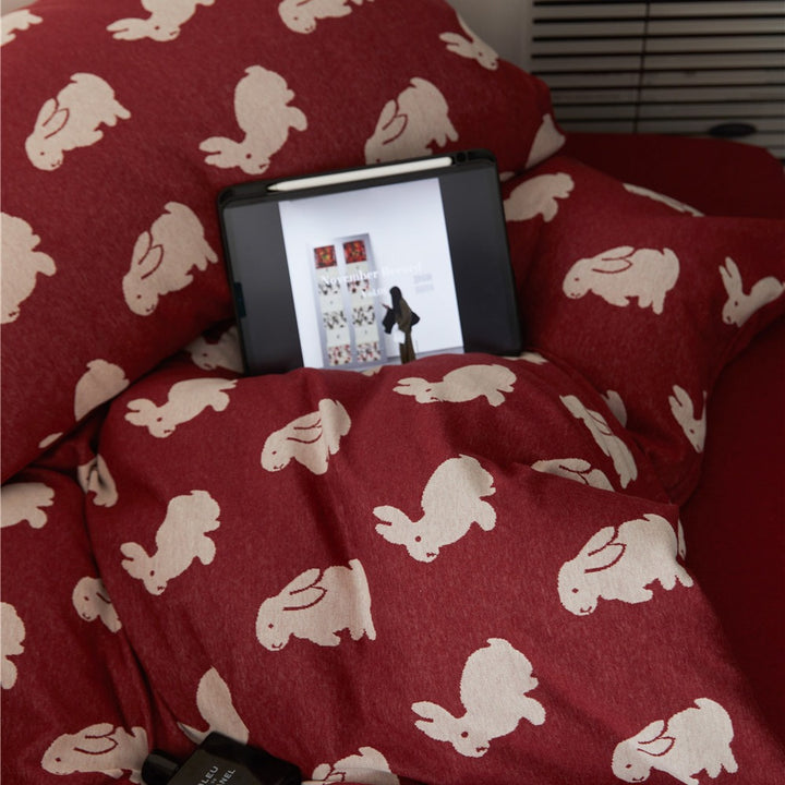 Clover-Print Baumwoll-Percale Bettbezug mit Eckenbindungen und Umschlagverschluss