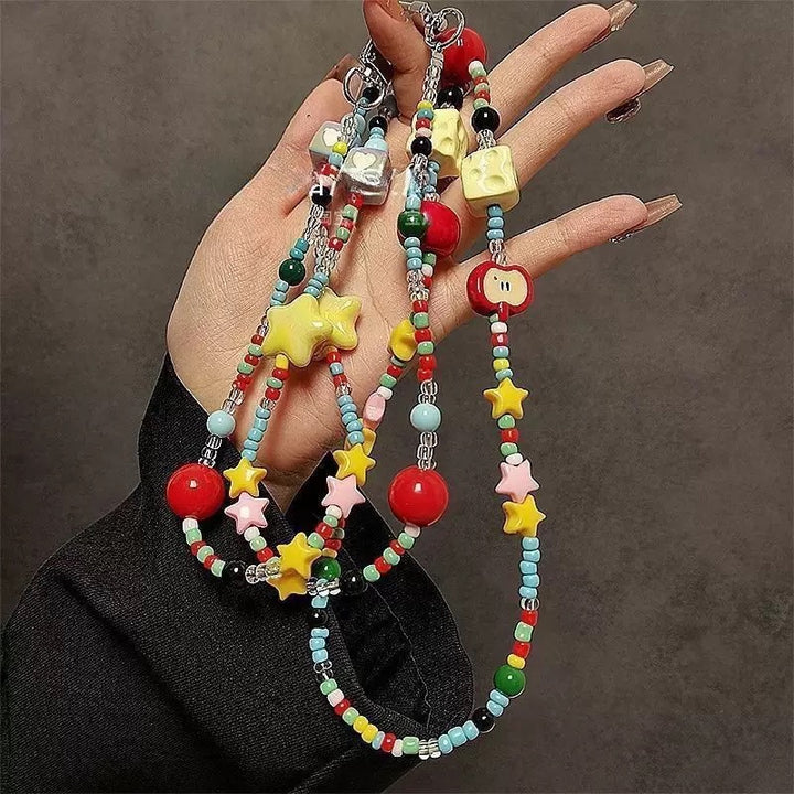 Bunter Perlenaussteller Brillenhalter Kette Karnz