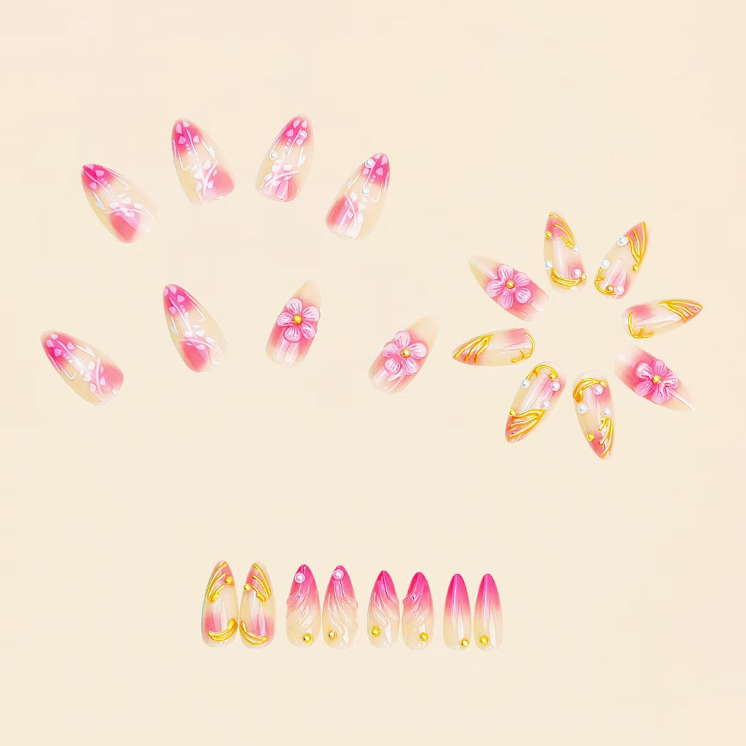 Blumen- und Dekorative Press-On Nagelset Karnz