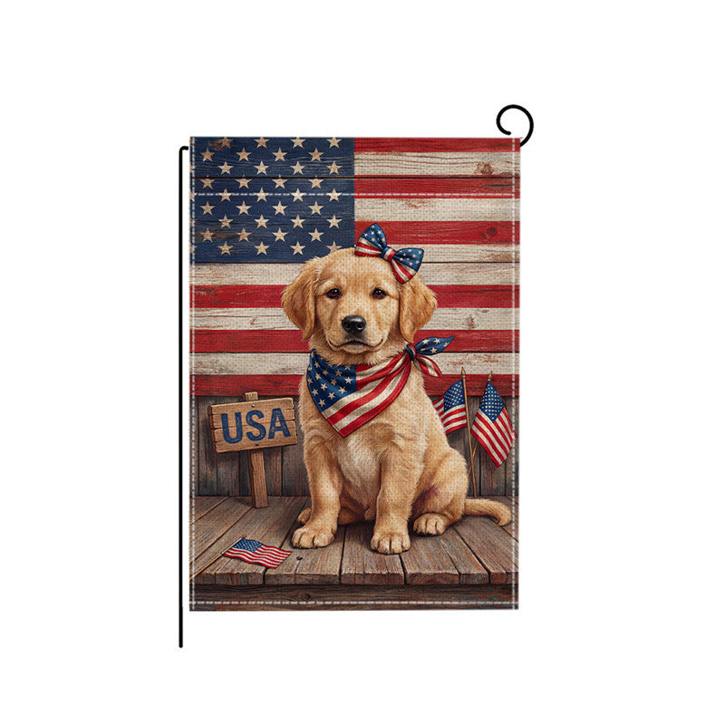 Outdoor Jute Gartenflagge mit patriotischem Fourth of July Einmachglas Blumengrussdesign