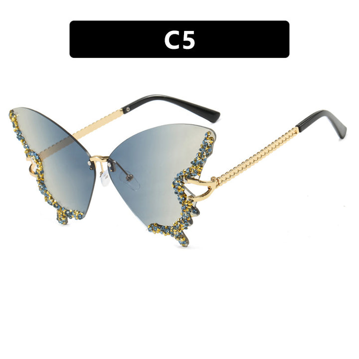 Damen große Cat-Eye Sonnenbrille mit funkelndem Strassbesatz und elegantem Rahmen Karnz