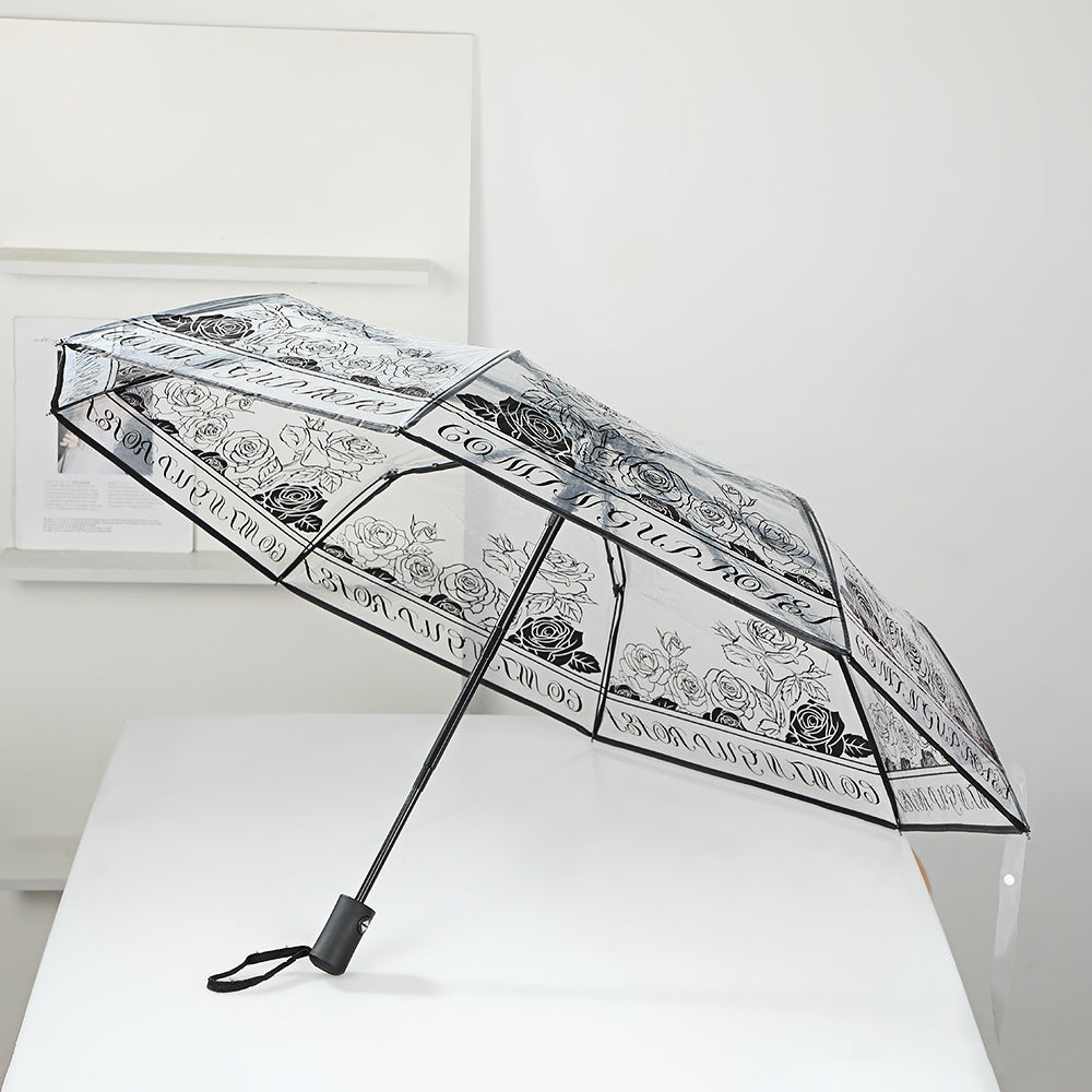 Damen eleganter durchsichtiger Regenschirm mit romantischem Design Karnz