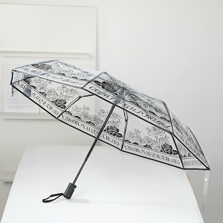 Damen eleganter durchsichtiger Regenschirm mit romantischem Design Karnz