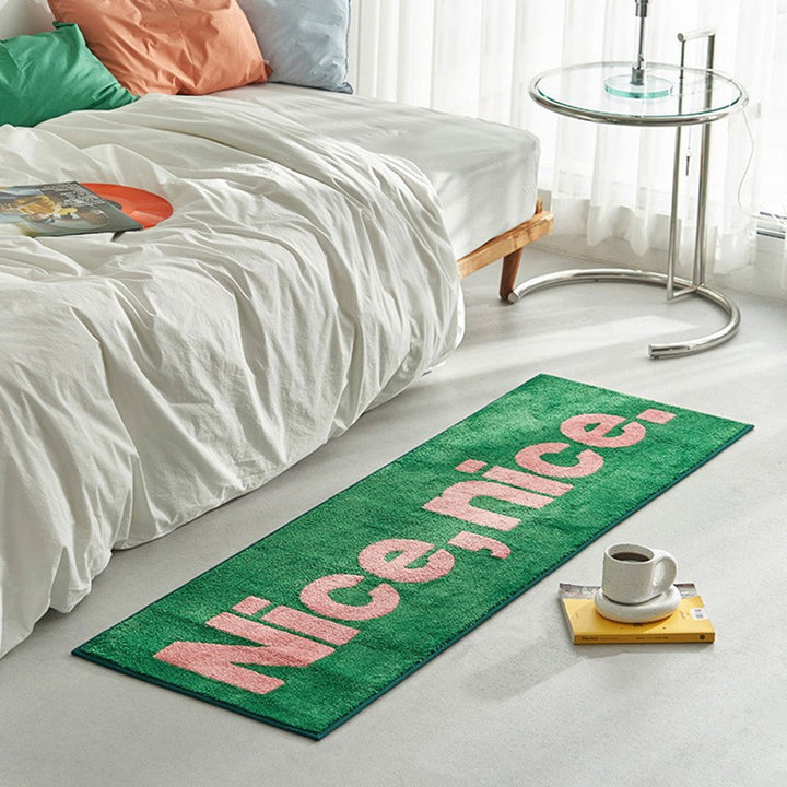 Langer Plüsch Slogan Schlafzimmer Läufer Teppich mit rutschfester Rückseite