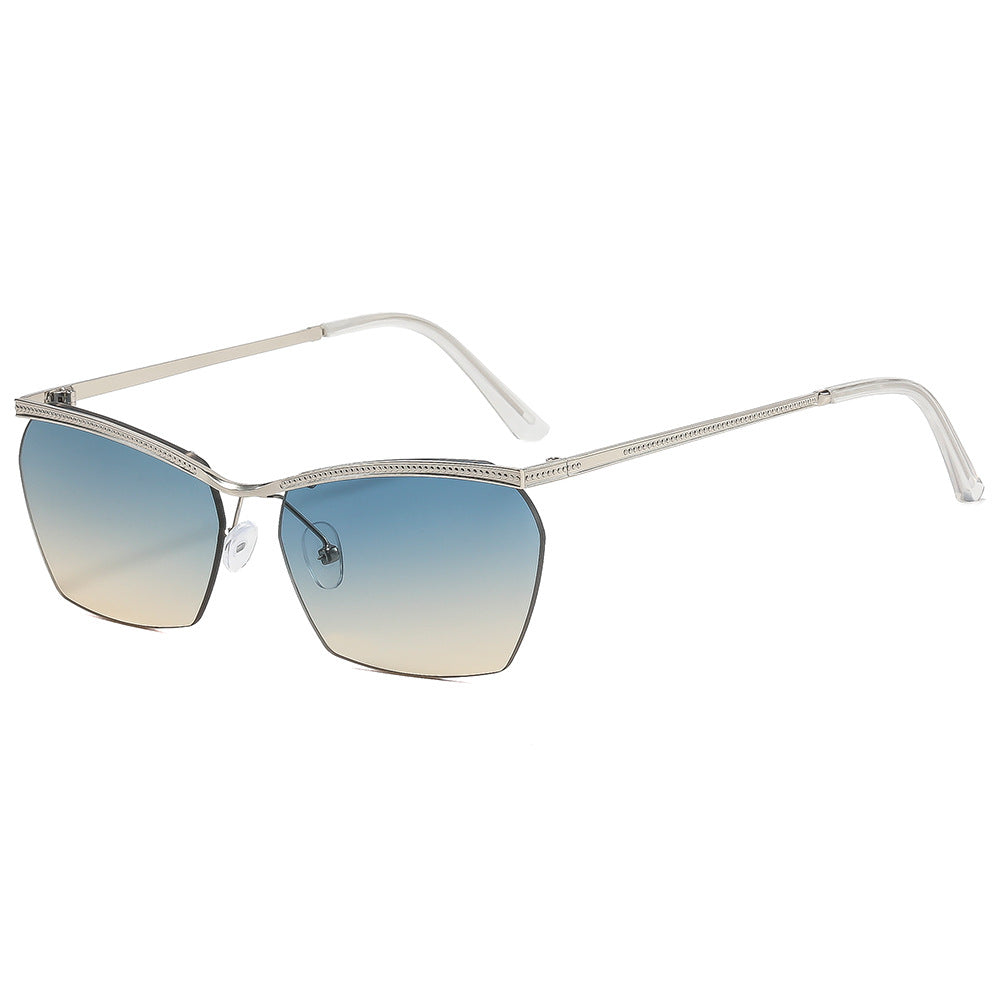 Damen Modische Sonnenbrille mit filigranem Rahmen und sanftem Farbverlauf Karnz