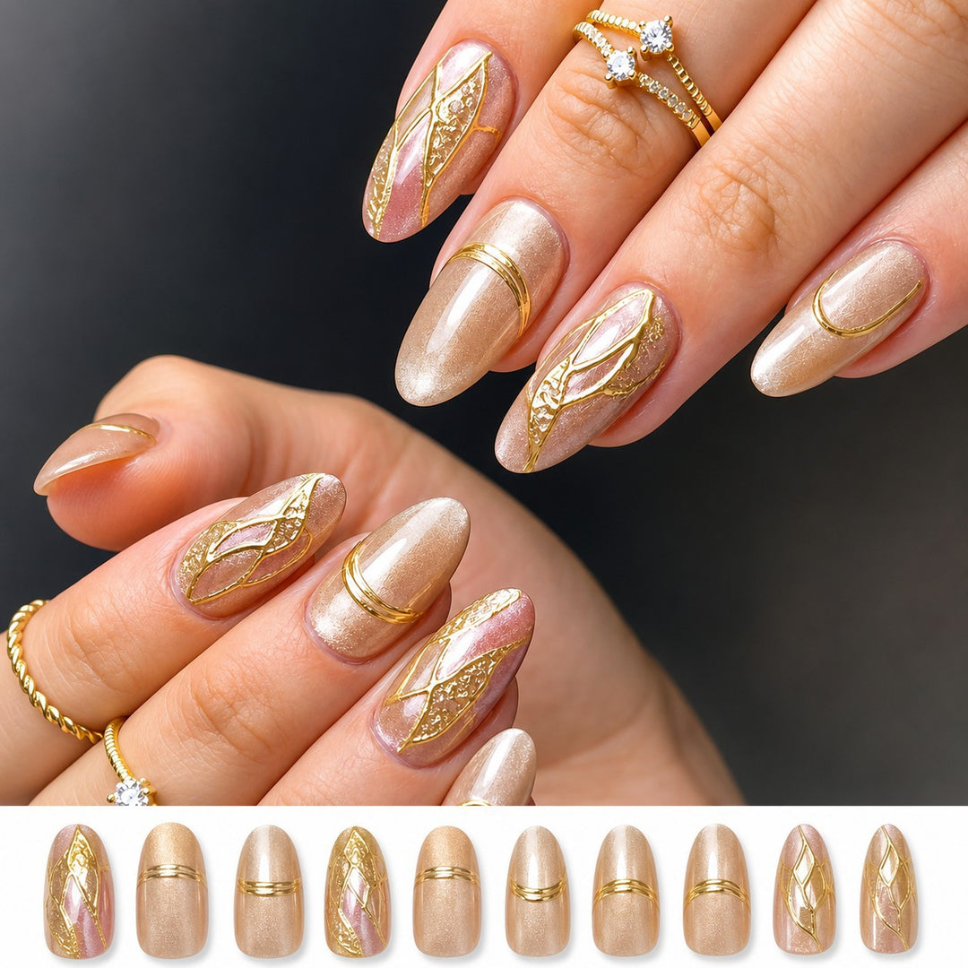Künstlerisches Glamour Press-On Nagelset