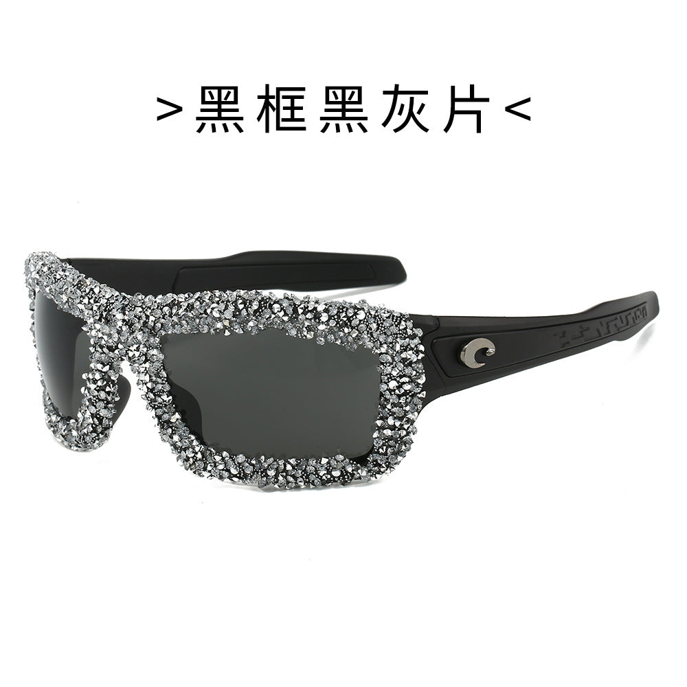Damen Sportliche Sonnenbrille mit funkelndem Strassrahmen Karnz