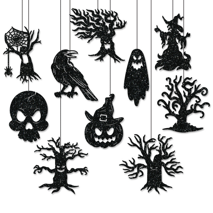 Mehrteiliges Hängendes Halloween-Deko-Set aus Glitzer-Silhouetten