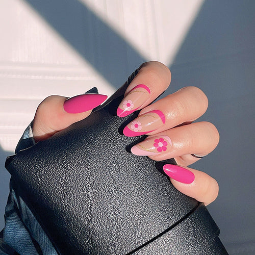 Künstlerische Blumenakzent Stiletto Press-On Nägel Karnz