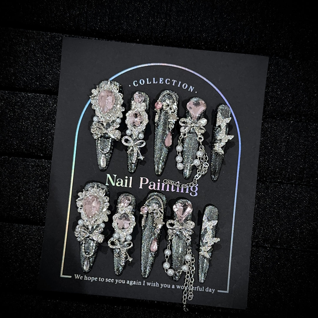 Glamouröse Bejeweled Press-On Nagelset