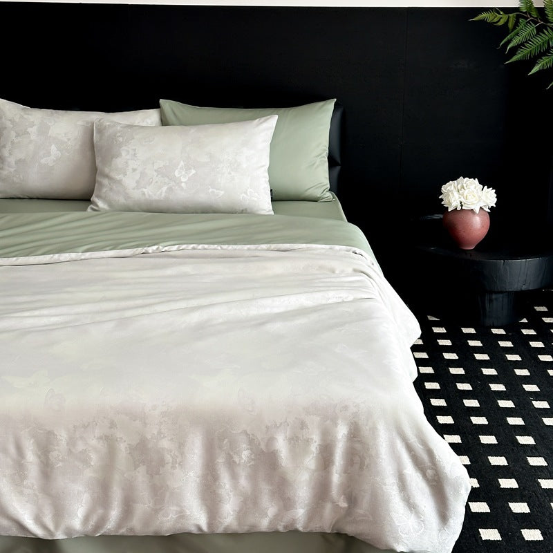Luxuriöses Bettwäsche-Set aus Satin mit dezentem Blumenjacquard