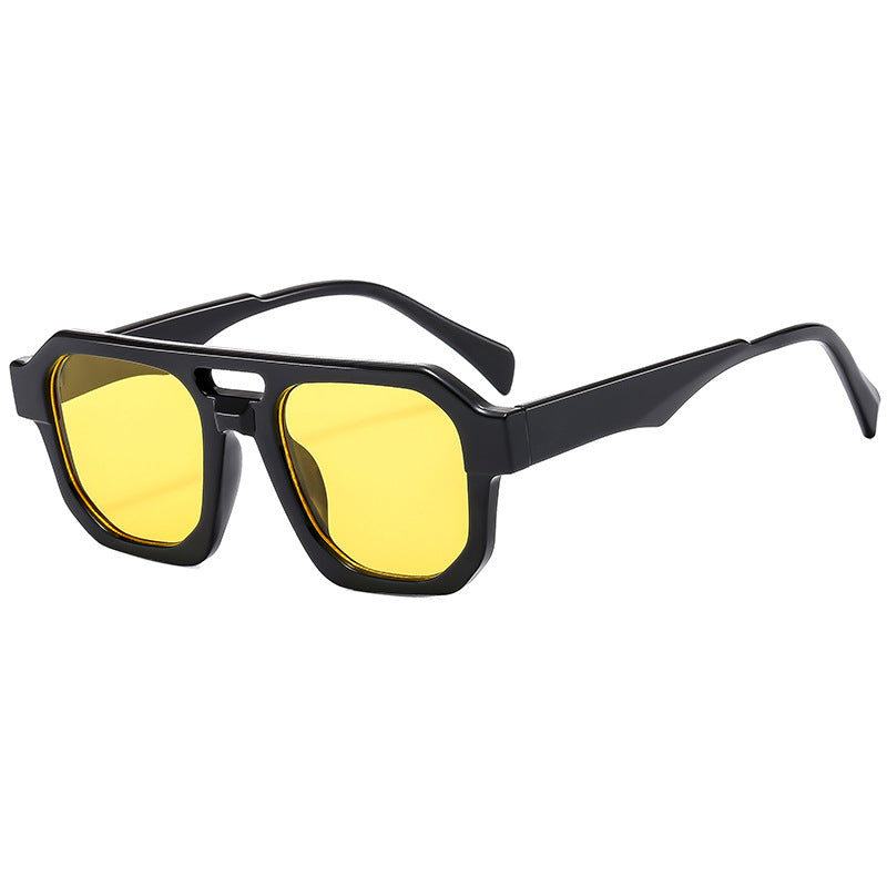 Damen exklusive polygonale Sonnenbrille mit luxuriösem Schildpatt-Muster Karnz