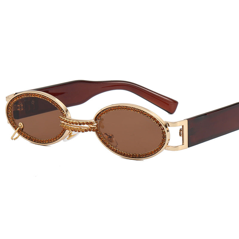 Damen extravagante modische Sonnenbrille mit strassbesetztem Rahmen Karnz