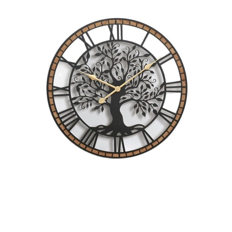 Dekorative Wanduhr mit Baum-Motiv Karnz