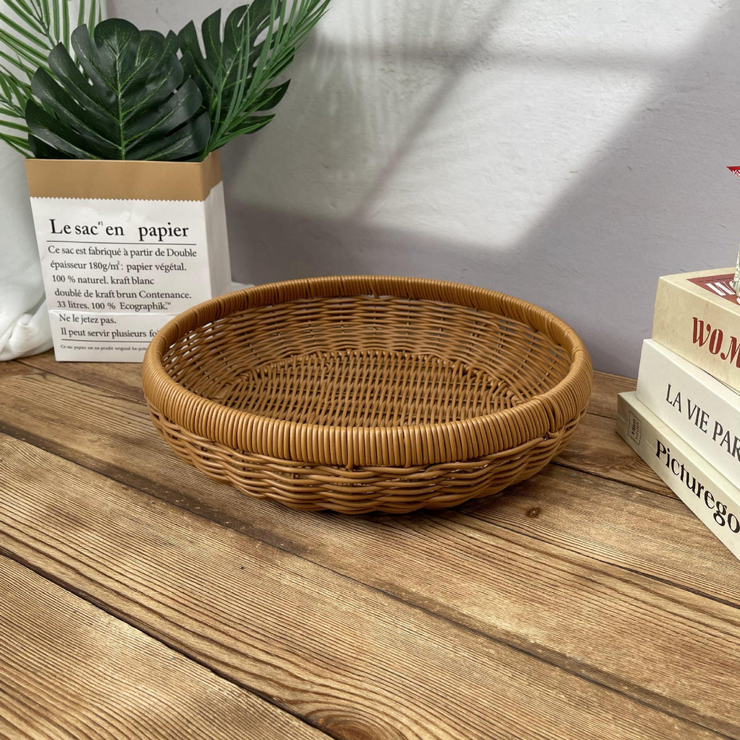 Damen runder Servierkorb aus geflochtenem Rattan Karnz