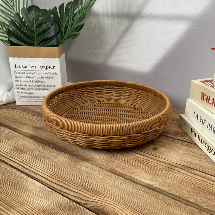Damen runder Servierkorb aus geflochtenem Rattan Karnz