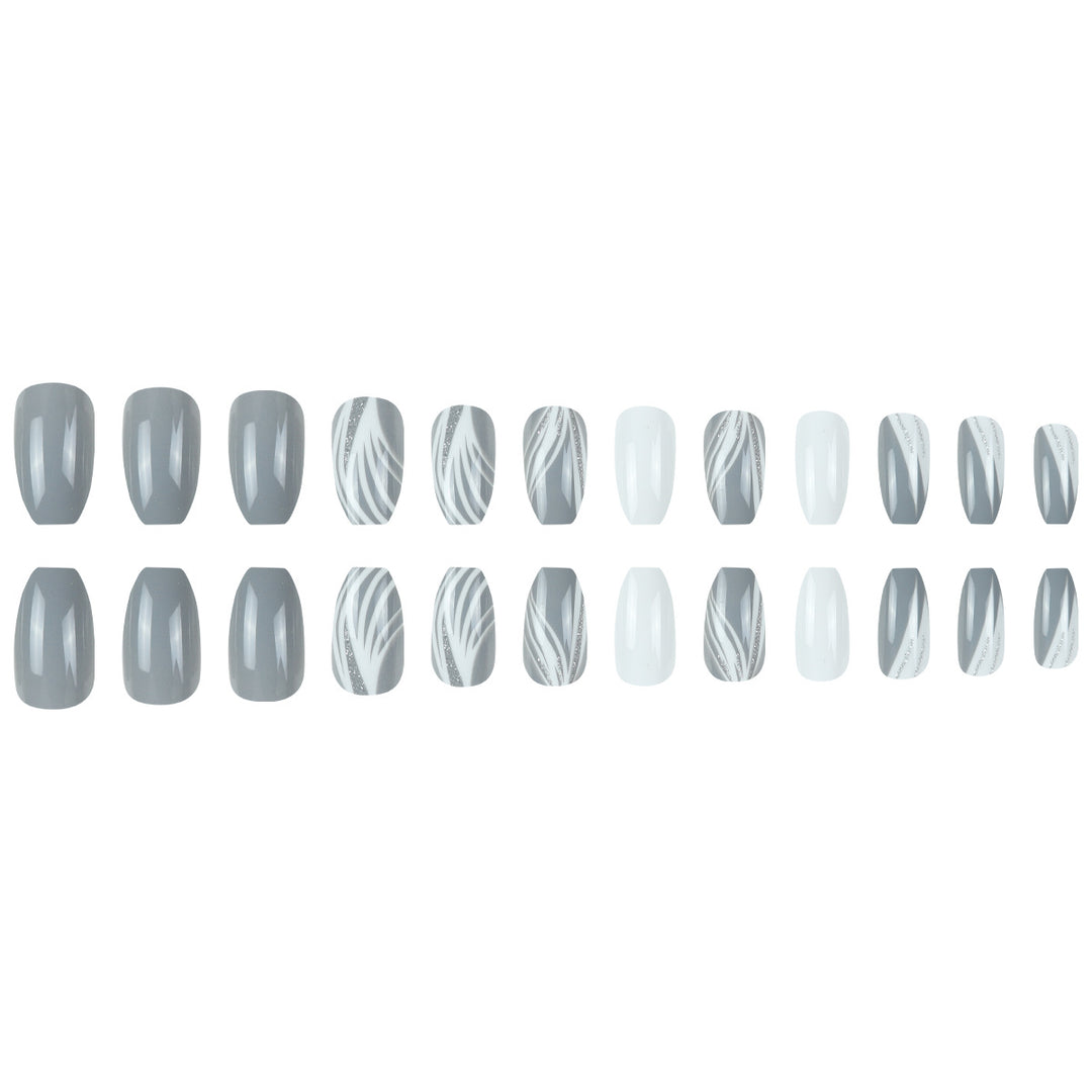 Glänzendes Stiletto Press-On Nagelset mit glitzerndem Design Karnz