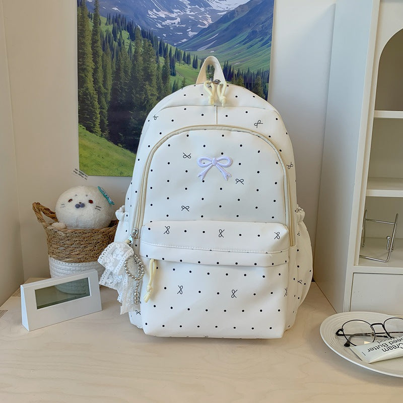 Polka-Dot-Design-Rucksack mit Mehrfachtaschen-Features Karnz