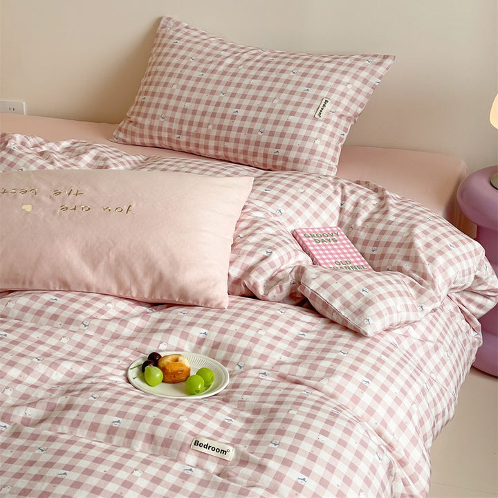 Baumwoll-Bettwäsche-Set mit niedlichem Teddymotiv und atmungsaktivem Bezug